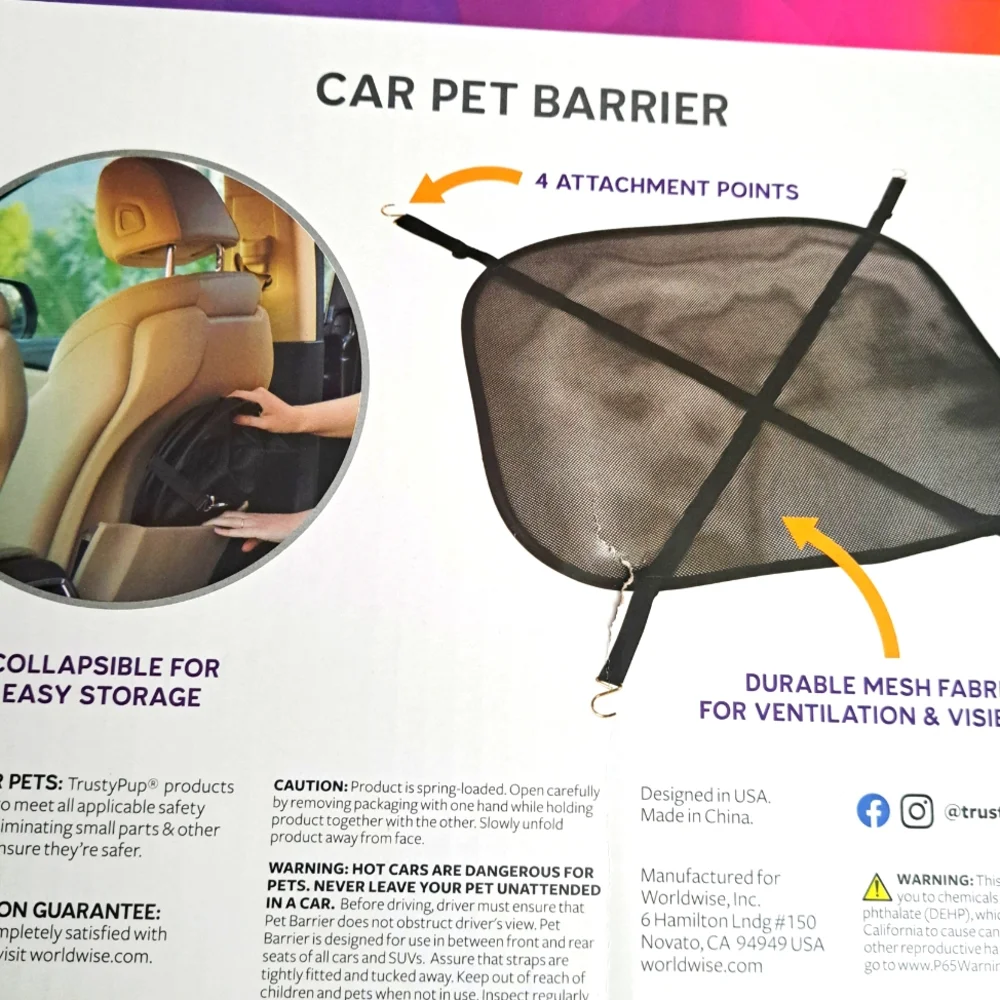 Tusty Pup Black Car Pet Barrier